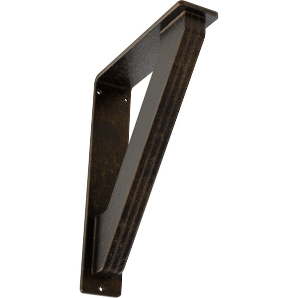 Ekena Millwork Traditional Wrought Iron Bracket, (Triple center brace), Antiqued Brass 2"W x 7 1/2"D x 10"H BKTM02X07X10TTRABS - main